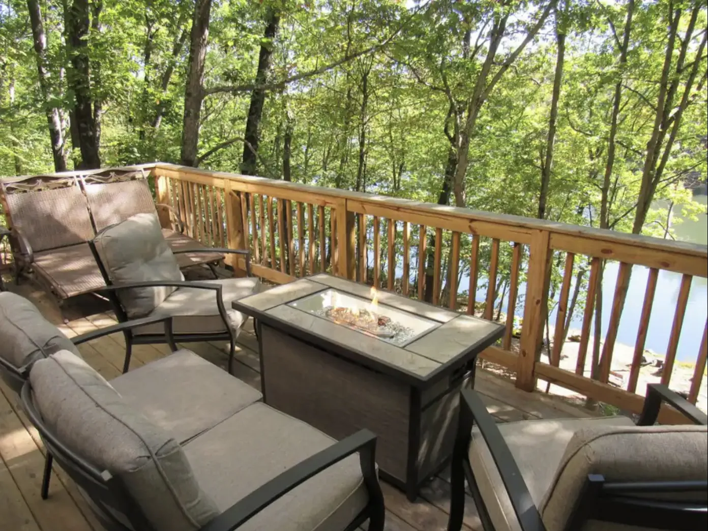 Family lake house exterior by the water